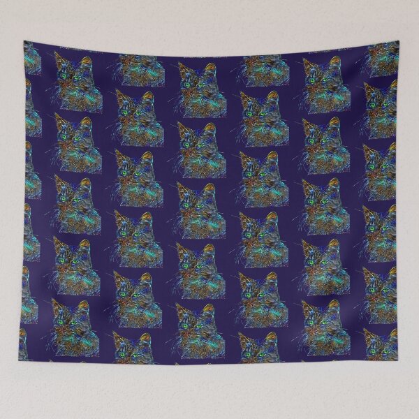 Item preview, Artificial neural style Starry night wild cat designed and sold by blackhalt.