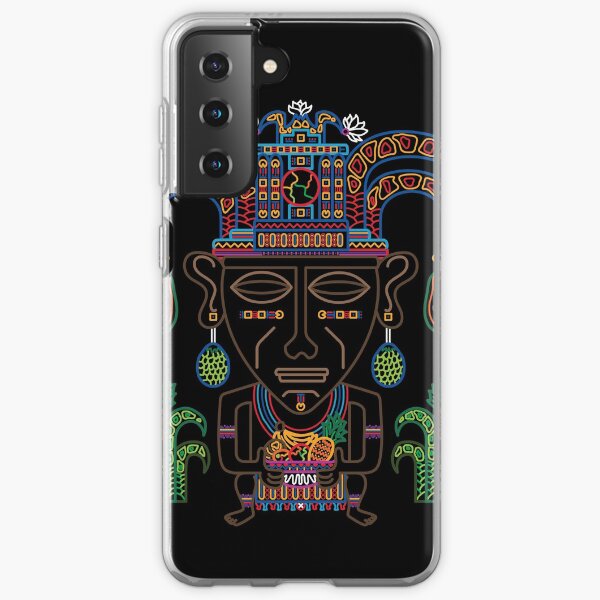 MUISCA CHIBCHA COLOMBIA FRUIT INDIAN MASK - linework Samsung Galaxy Soft Case