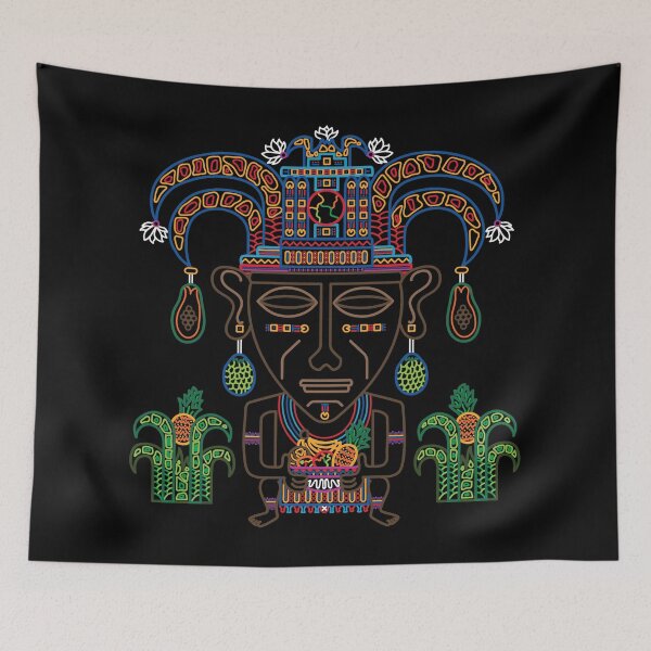 Item preview, MUISCA CHIBCHA COLOMBIA FRUIT INDIAN MASK - linework designed and sold by Xotico Design.