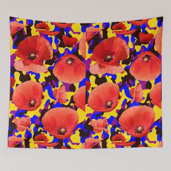 Item preview, Poppie Camouflage Red Yellow - Living Hell designed and sold by Hell-Prints.