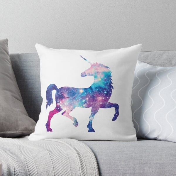 Cosmic watercolor unicorn Throw Pillow