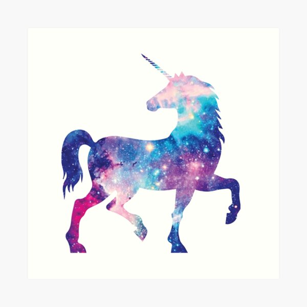 Cosmic watercolor unicorn Art Print