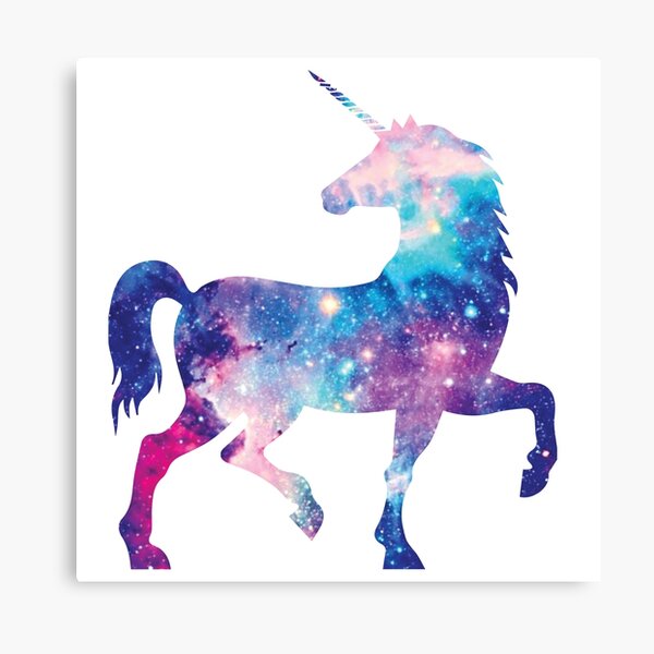 Cosmic watercolor unicorn Canvas Print