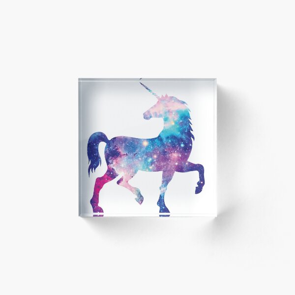 Cosmic watercolor unicorn Acrylic Block