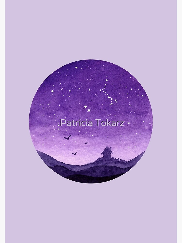 Purple Sky Round Watercolour Painting Greeting Card By Patti2905 Redbubble
