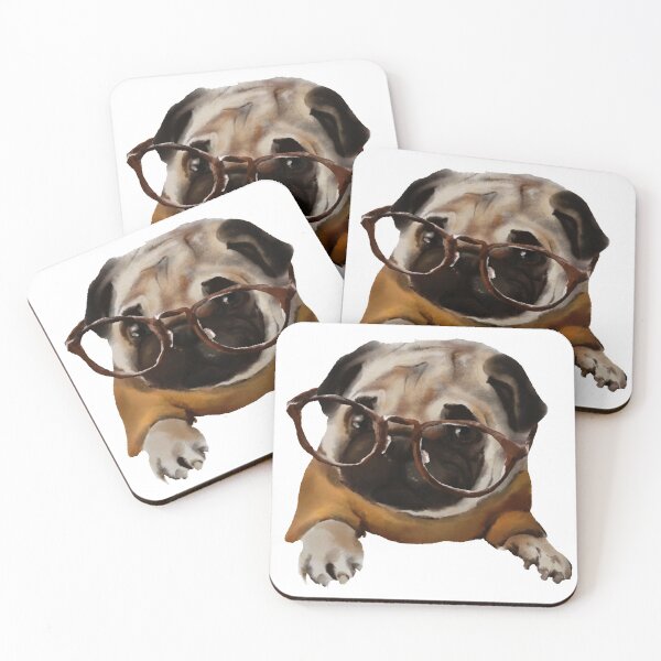 Item preview, Pug in glasses designed and sold by ArtInPi.