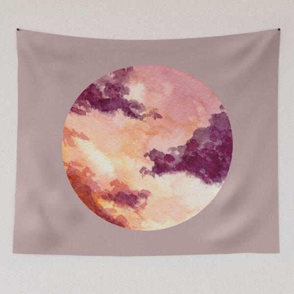 Item preview, Golden Hour Clouds- Round - Watercolour Painting designed and sold by Pattokarts.