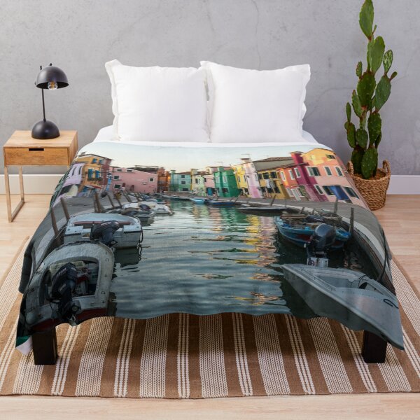 Item preview, Jewel-toned Island - Isola di Burano Working Boats on Glossy Silk designed and sold by Georgia Mizuleva.