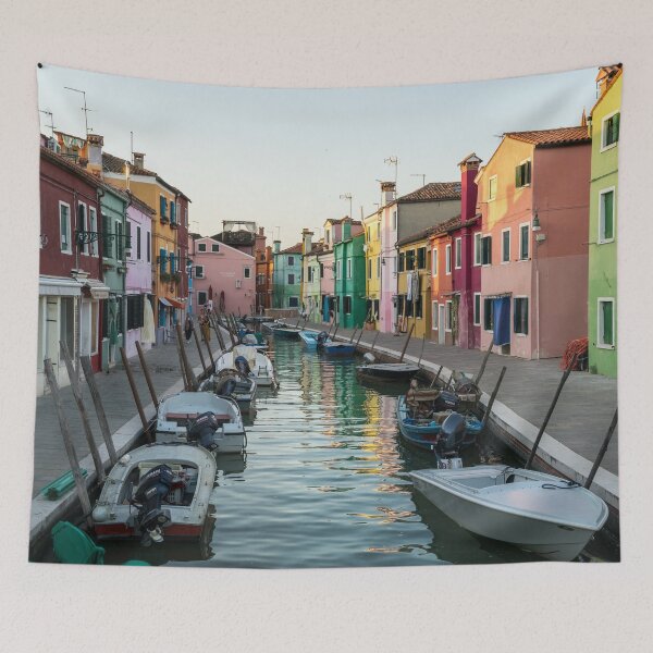 Item preview, Jewel-toned Island - Isola di Burano Working Boats on Glossy Silk designed and sold by Georgia Mizuleva.