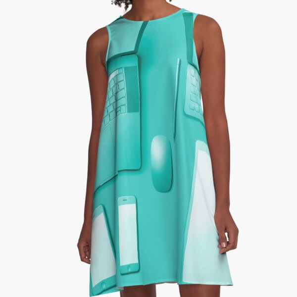 Tech In Teal A-Line Dress