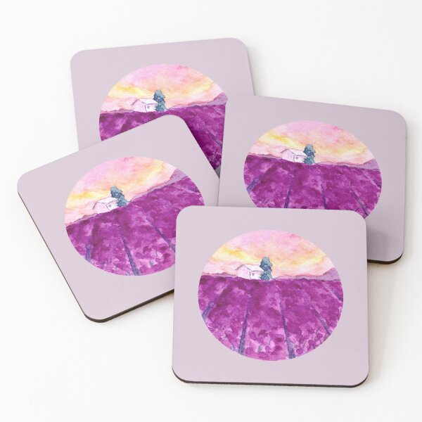 Item preview, Lavender Fields - Round - Watercolour Painting designed and sold by Pattokarts.