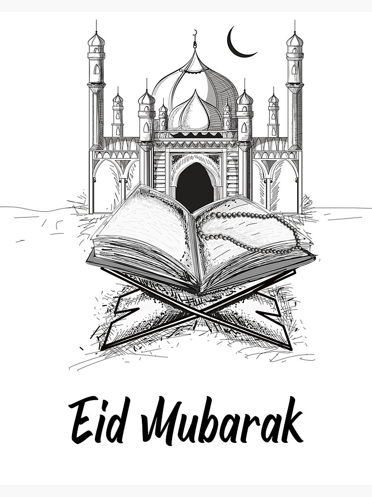 Eid mubarak drawing art sketch Stock Vector  Adobe Stock