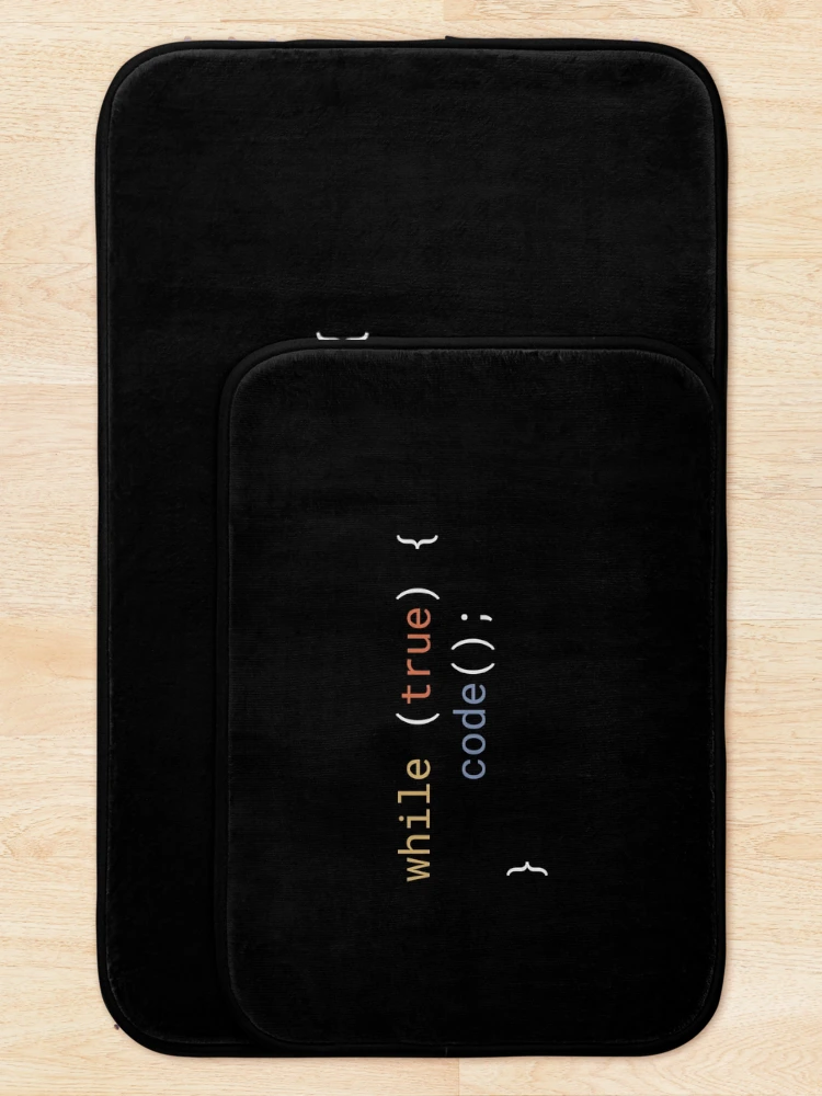 Thumbnail 5 of 6, Bath Mat, JavaScript - While True Code designed and sold by developer-gifts.