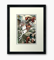 SHE PUT HER GOOD STEED TO THE WALLS AND LEAPT LIGHTLY OVER THEM from the story HOW STAVR THE NOBLE WAS SAVED BY A WOMAN’S WILES in The Russian Story Book Framed Print