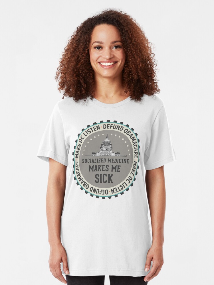 Alternate view of Defund Obamacare Slim Fit T-Shirt