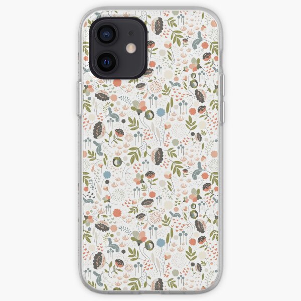 Floribund: Pretty and Feminine Floral and Foliage Botanical Vector Illustration Repeat Pattern iPhone Soft Case