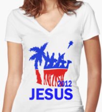 Jesus for President 2012 Women's Fitted V-Neck T-Shirt