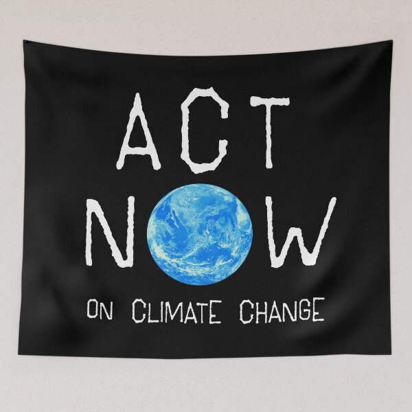 Item preview, ACT NOW ON CLIMATE CHANGE: The Original White Text on Black designed and sold by Day Chapman.