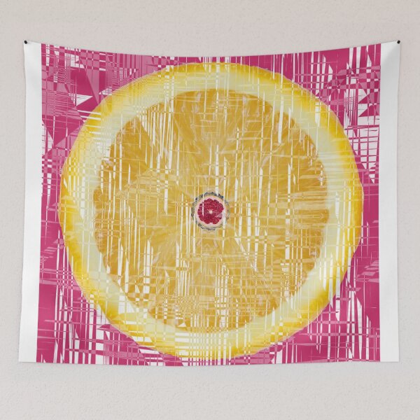 Item preview, Lemon zest fruit trending design, pink background designed and sold by Happyoninside.