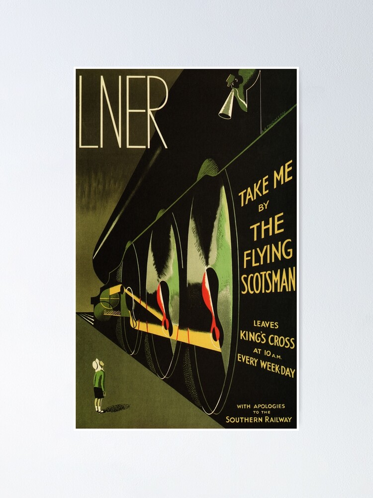 Alternate view of LNER Take Me by the Flying Scotsman Train Advertisement Vintage Railroad Poster