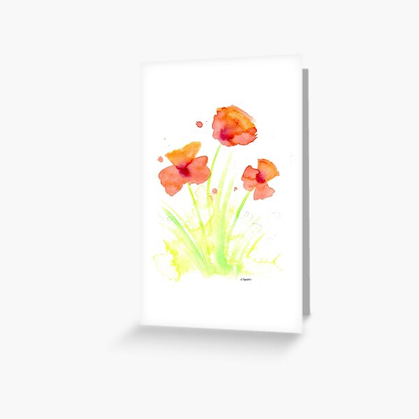 Watercolor Poppies Greeting Card