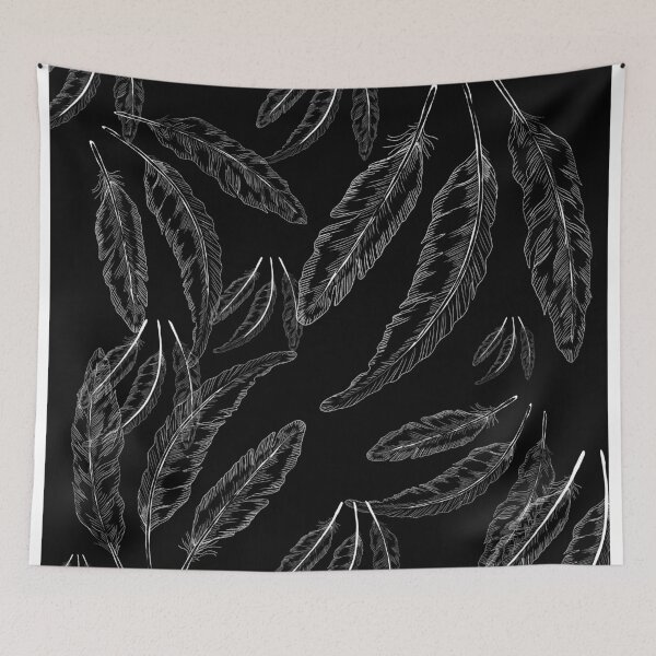 Item preview, Pattern falling feathers black designed and sold by Patricia Piotrak.