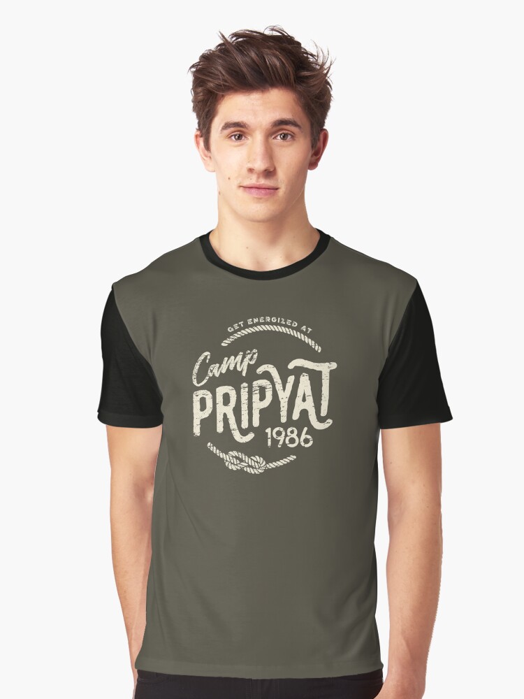 Thumbnail 1 of 5, Graphic T-Shirt, Camp Pripyat (Tan) designed and sold by mousehawk.