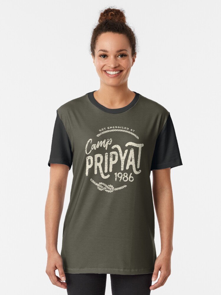 Thumbnail 2 of 5, Graphic T-Shirt, Camp Pripyat (Tan) designed and sold by mousehawk.