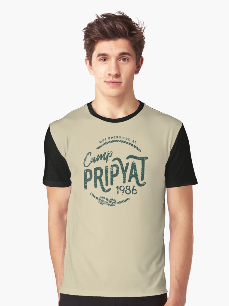 Thumbnail 1 of 5, Graphic T-Shirt, Camp Pripyat (Olive) designed and sold by mousehawk.