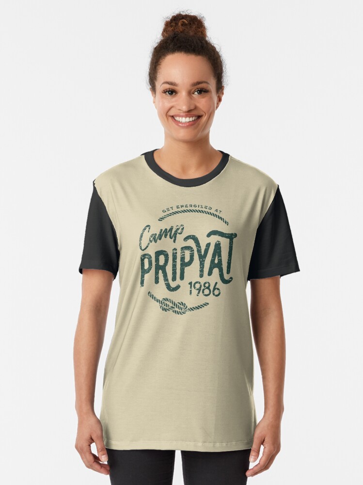 Thumbnail 2 of 5, Graphic T-Shirt, Camp Pripyat (Olive) designed and sold by mousehawk.