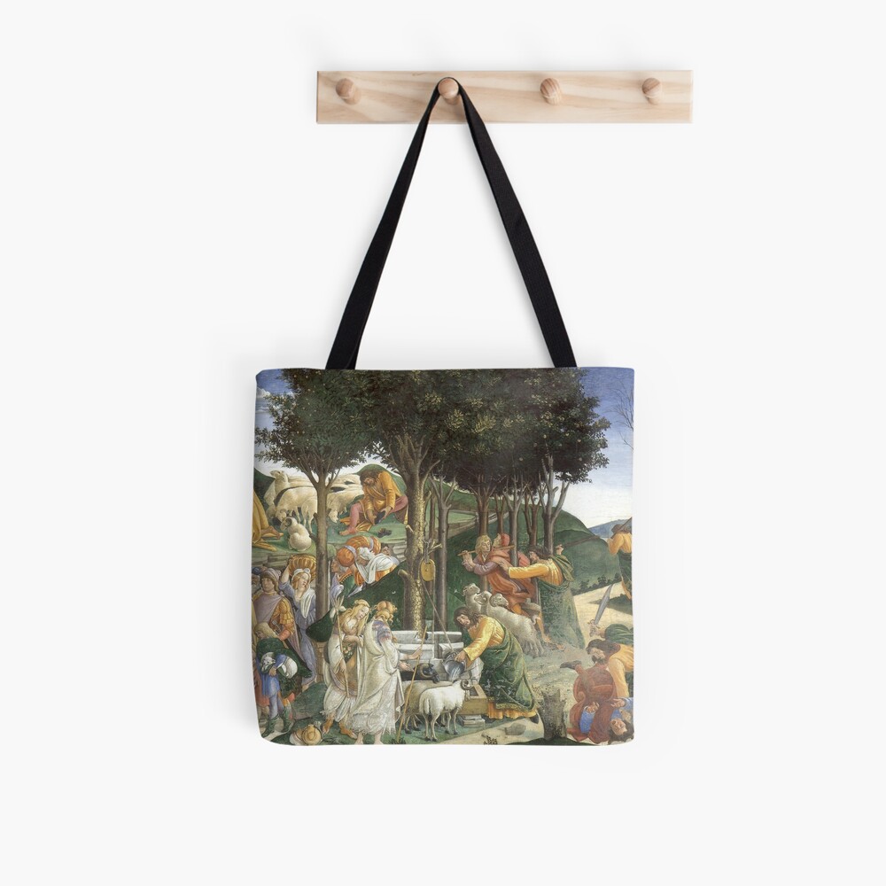 Trials of Moses Painting by Botticelli - Sistine Chapel Tote Bag