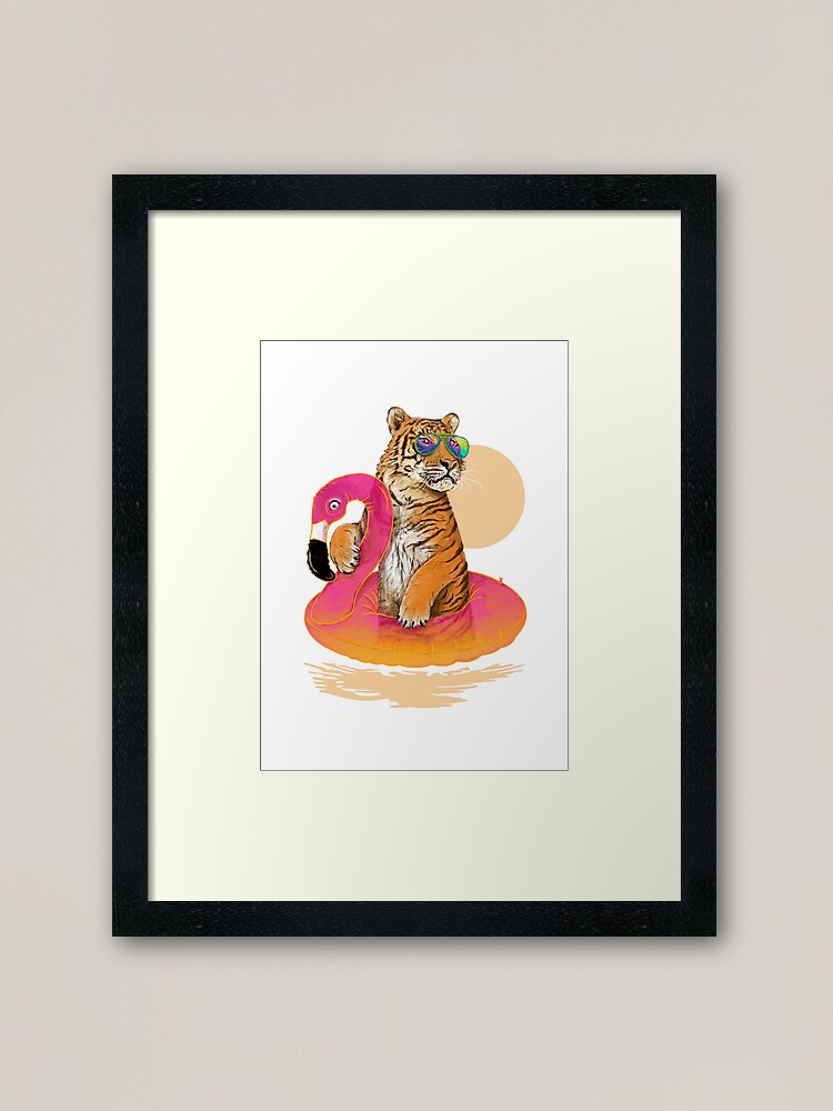 Thumbnail 2 of 7, Framed Art Print, Chillin, Flamingo Tiger designed and sold by 38Sunsets.