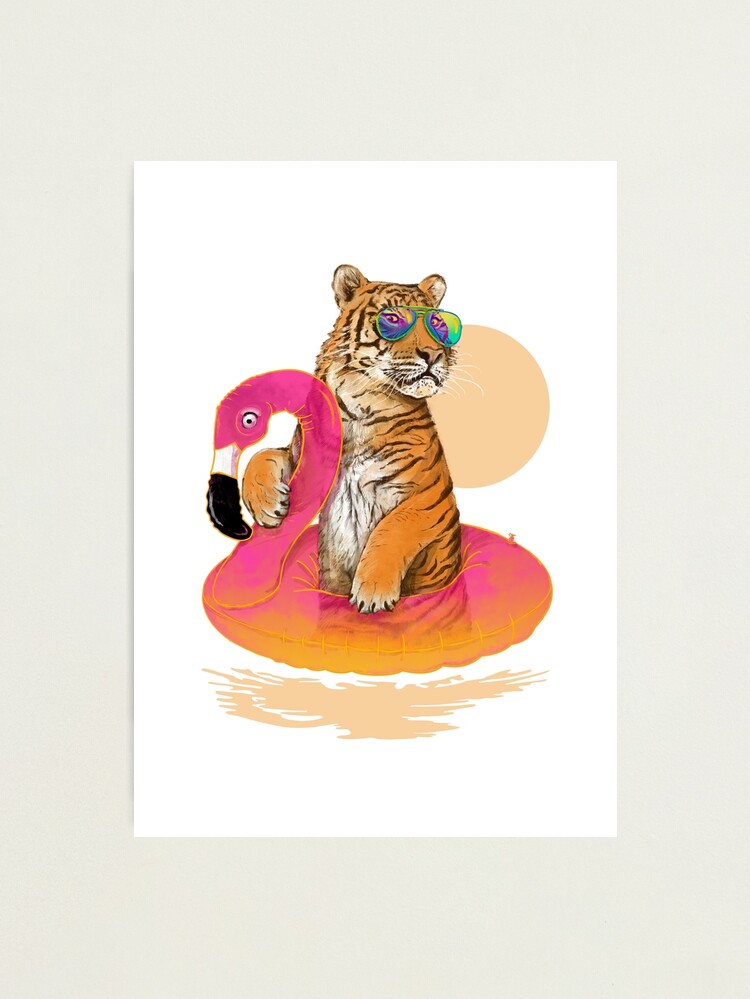 Alternate view of Chillin, Flamingo Tiger Photographic Print