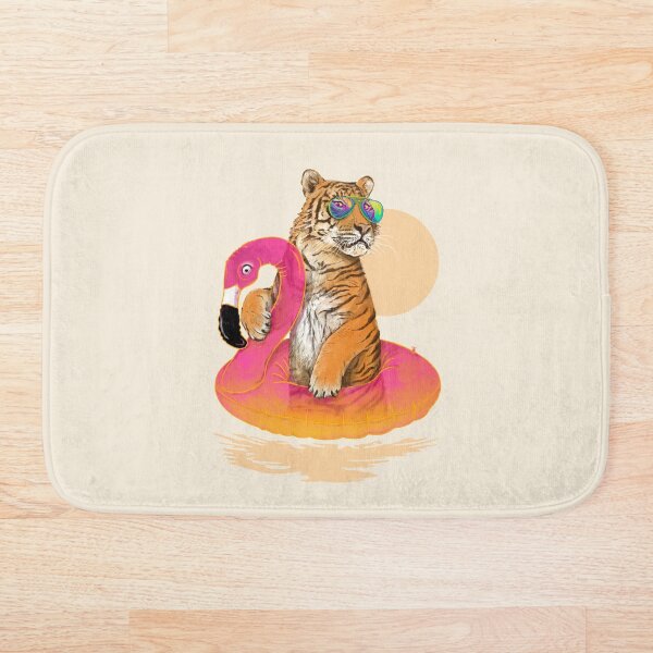 Chillin, Flamingo Tiger Bath Mat