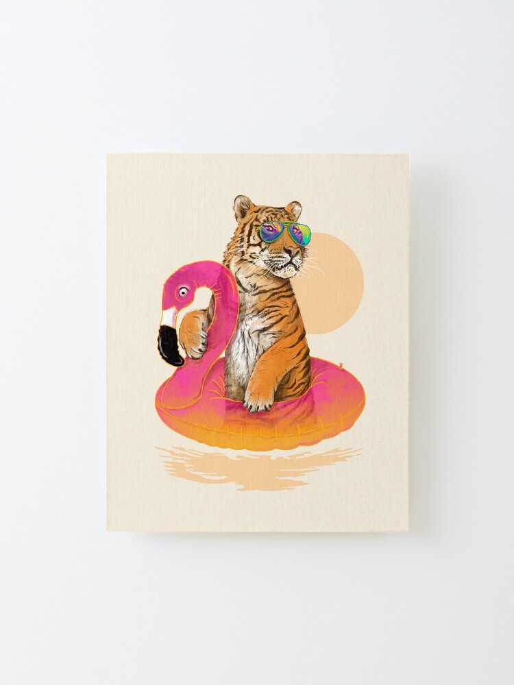 Alternate view of Chillin, Flamingo Tiger Mounted Print