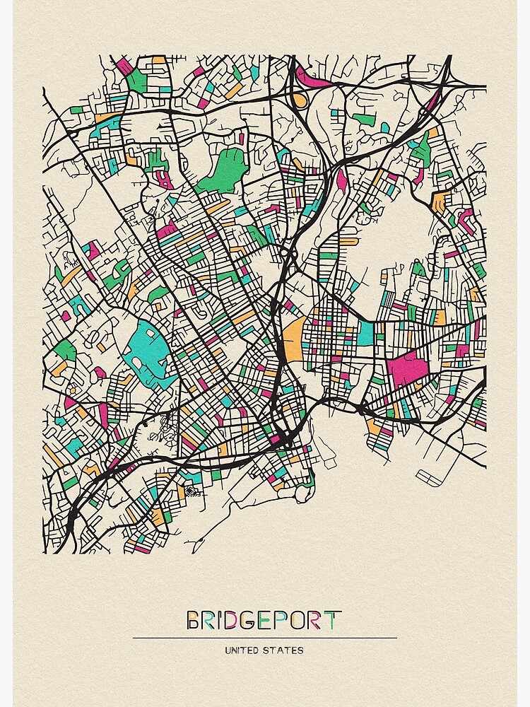 "Bridgeport, Connecticut Street Map" Art Print by geekmywall Redbubble