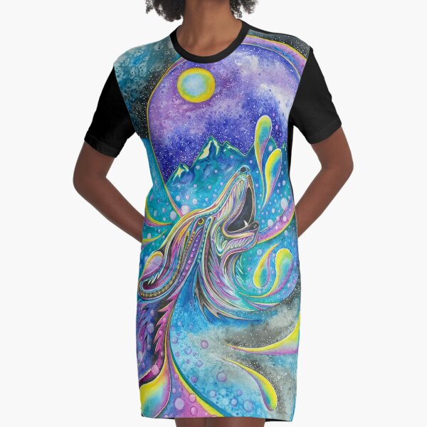 Sprit of the Wolf Graphic T-Shirt Dress