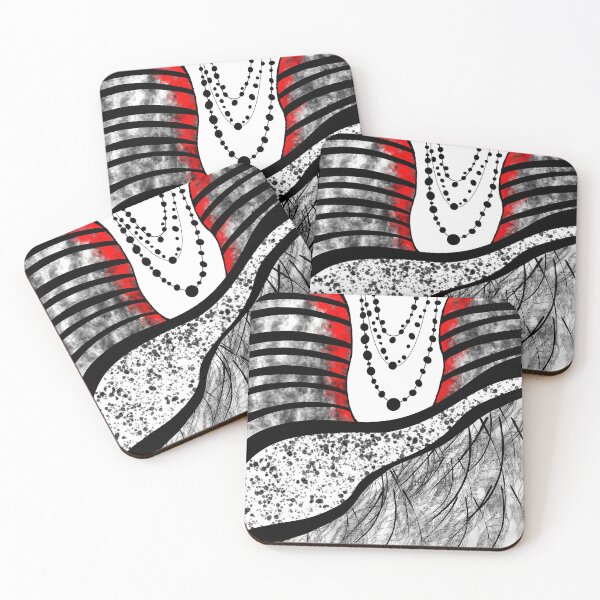 Item preview, Pattern Black White Red Necklace designed and sold by Patricia Piotrak.