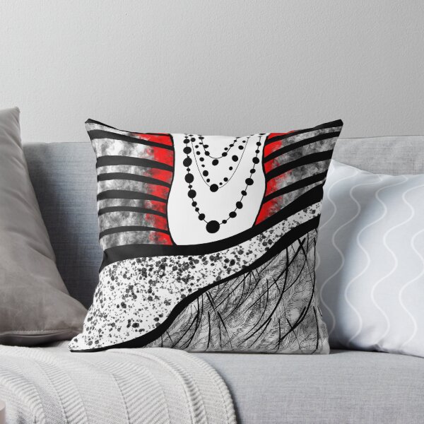 Item preview, Pattern Black White Red Necklace designed and sold by Patricia Piotrak.
