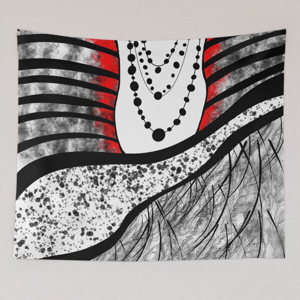Item preview, Pattern Black White Red Necklace designed and sold by Patricia Piotrak.