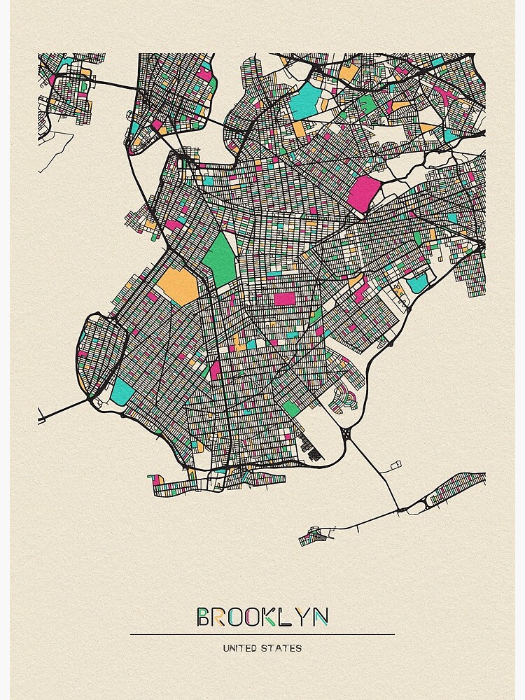 Mapa De Brooklyn Calles Lámina Rígida «Mapa De Calles De Brooklyn, Nueva York» De Geekmywall |  Redbubble