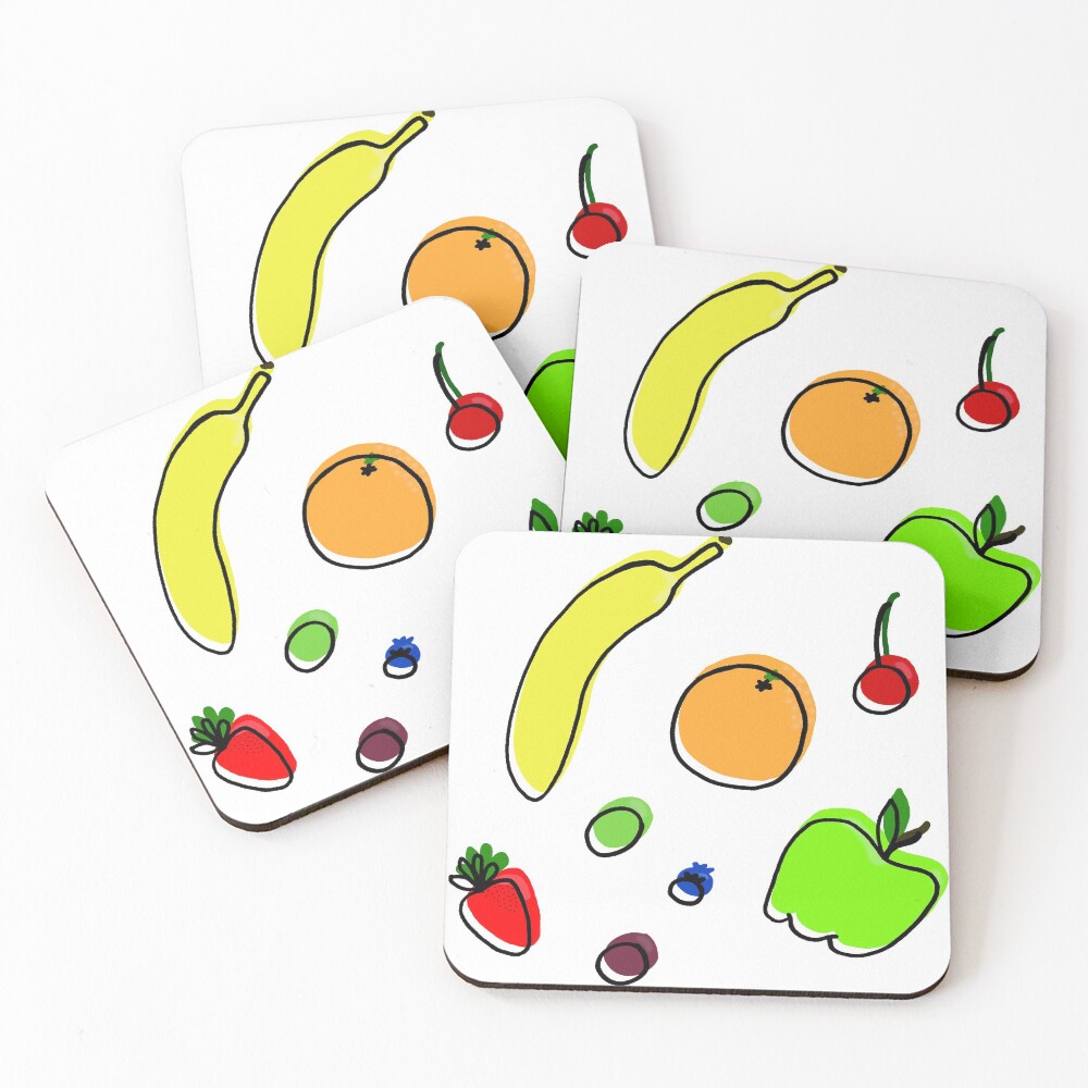 "Assorted Colorful Fruit" Coasters (Set of 4) for Sale by