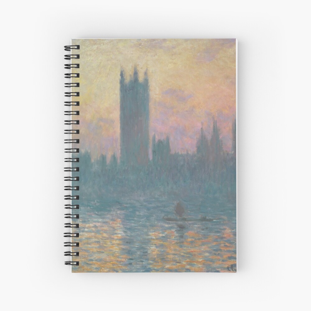 The Houses of Parliament Sunset by Claude Monet Spiral Notebook