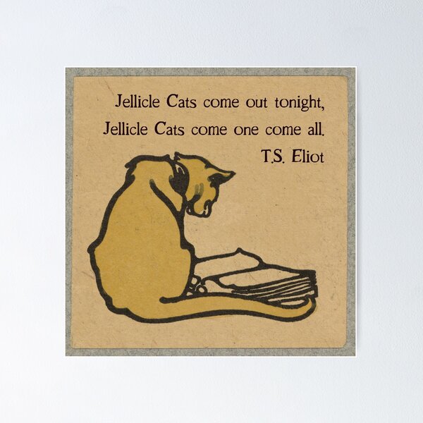Item preview, Vintage cat reads TS Eliot designed and sold by picsoncotton.