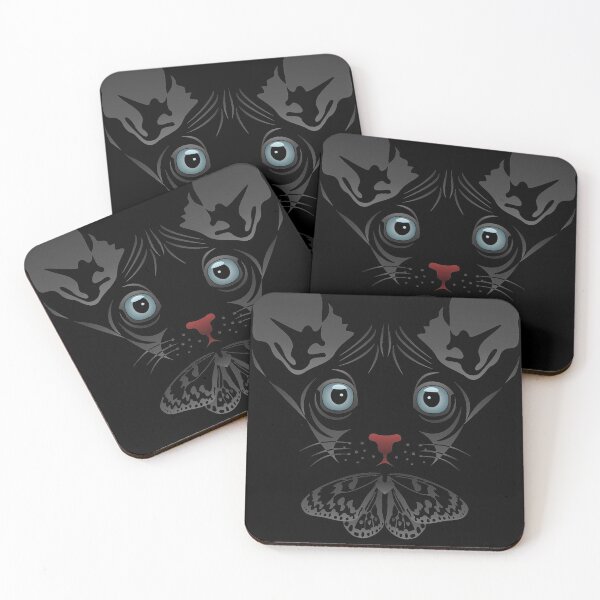 Item preview, "Big Ears, Big Eyes, and a Moth" Cat Face Black designed and sold by StairiArt.