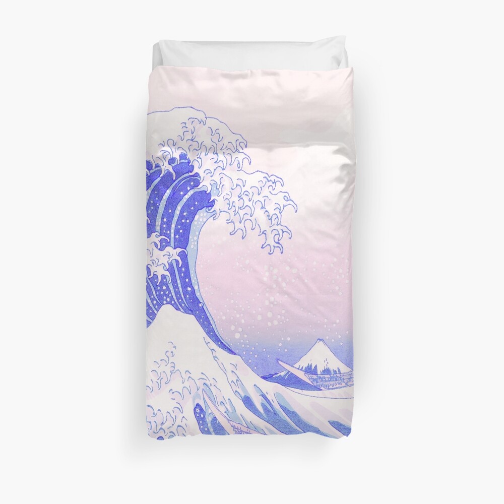 Great Wave Pastel Aesthetic Kawaii Pink Kanagawa Japanese Duvet Cover