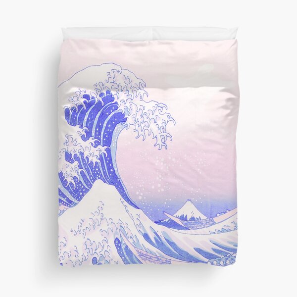 Great Wave Pastel Aesthetic Kawaii Pink Kanagawa Japanese Duvet Cover