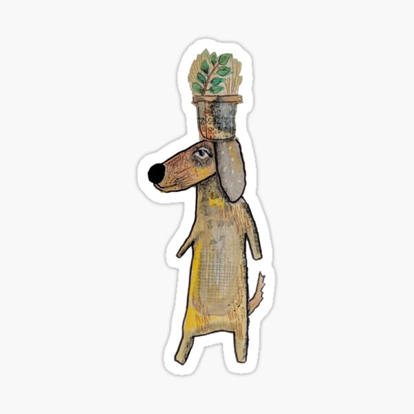Mutt with plant Sticker