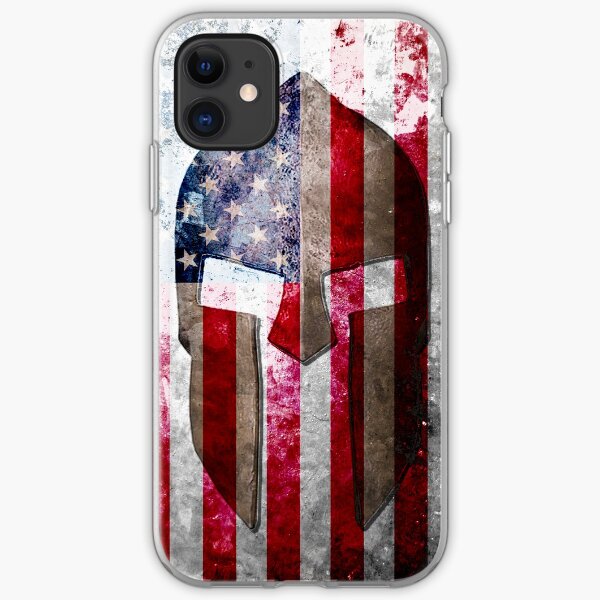 Molon Labe - Spartan Helmet Across An American Flag On Distressed Metal Sheet iPhone Soft Case