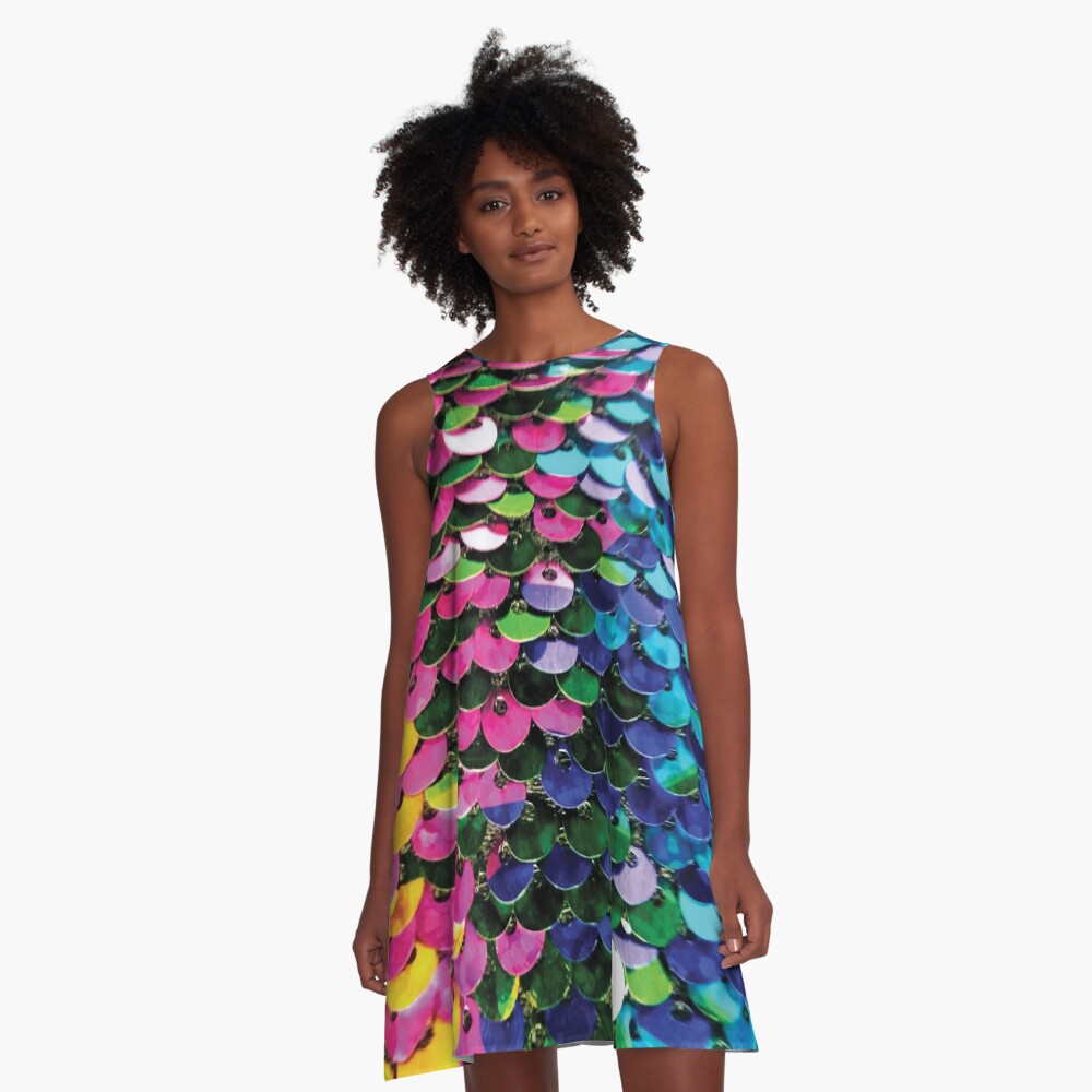 Multi-Colored Sequins A-Line Dress